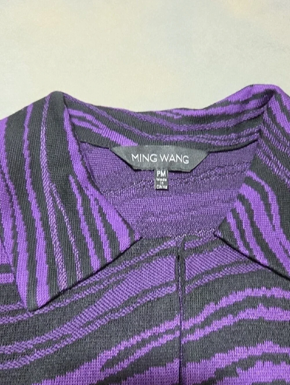 Ming Wang Purple and Black Zebra-Print Knit Jacket